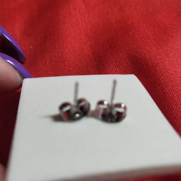 Natural Red Agate Gemstone Round Bead Ball Stud Earrings - Picture 3 of 5